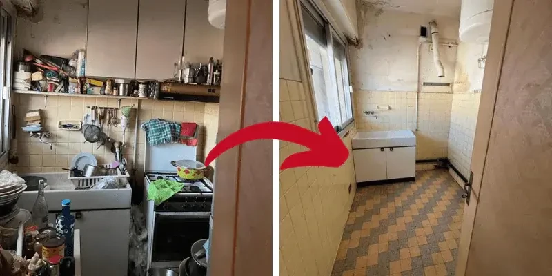 Débarras appartement à Nice avant et après intervention de Pro Débarras 06